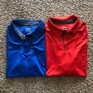 Lot of 2 Cabalas Performance Golf Polo Quick Dry Moisture Wicking Shirts